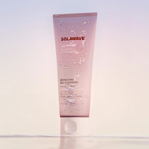 Solawave Solabiome pre- and probiotic hydrating gel cleanser bottle
