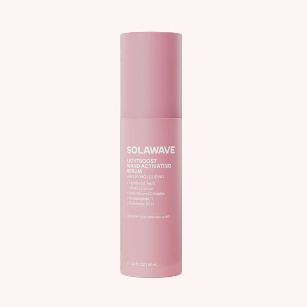 Solawave LightBoost wand activating serum bottle