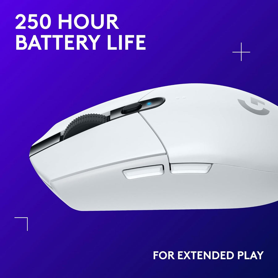 Logitech G305 LIGHTSPEED Wireless Gaming Mouse – HERO 12,000 DPI Sensor, 6 Programmable Buttons, 250-Hour Battery Life, White