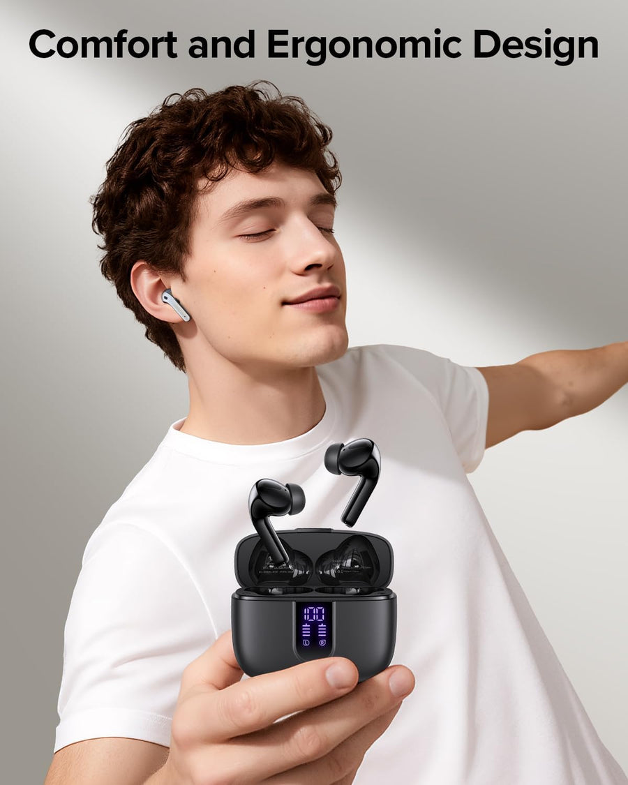 Wireless earbuds with 4 ENC microphones and lightweight in-ear design