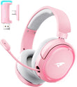 Pink Wireless Gaming Headset with Retractable ENC Microphone