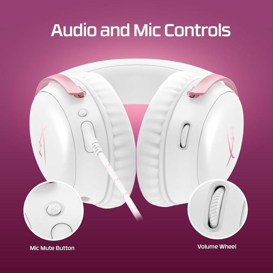 HyperX Cloud III pink gaming headset with memory foam ear cushions