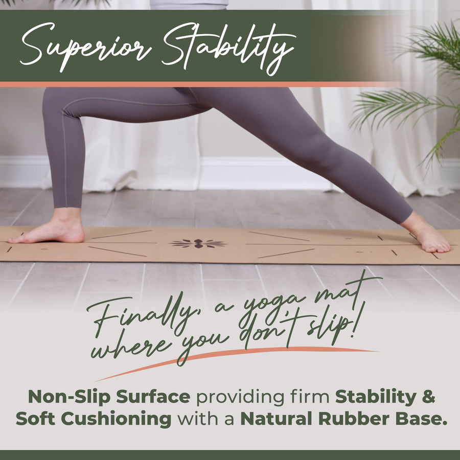 Non-slip cork yoga mat for stable grip