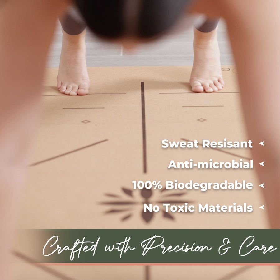 Sweat-resistant eco-conscious cork yoga mat