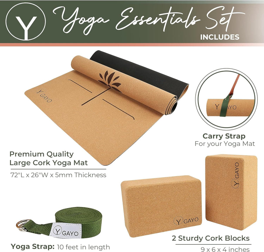 Eco-conscious cork yoga mat kit