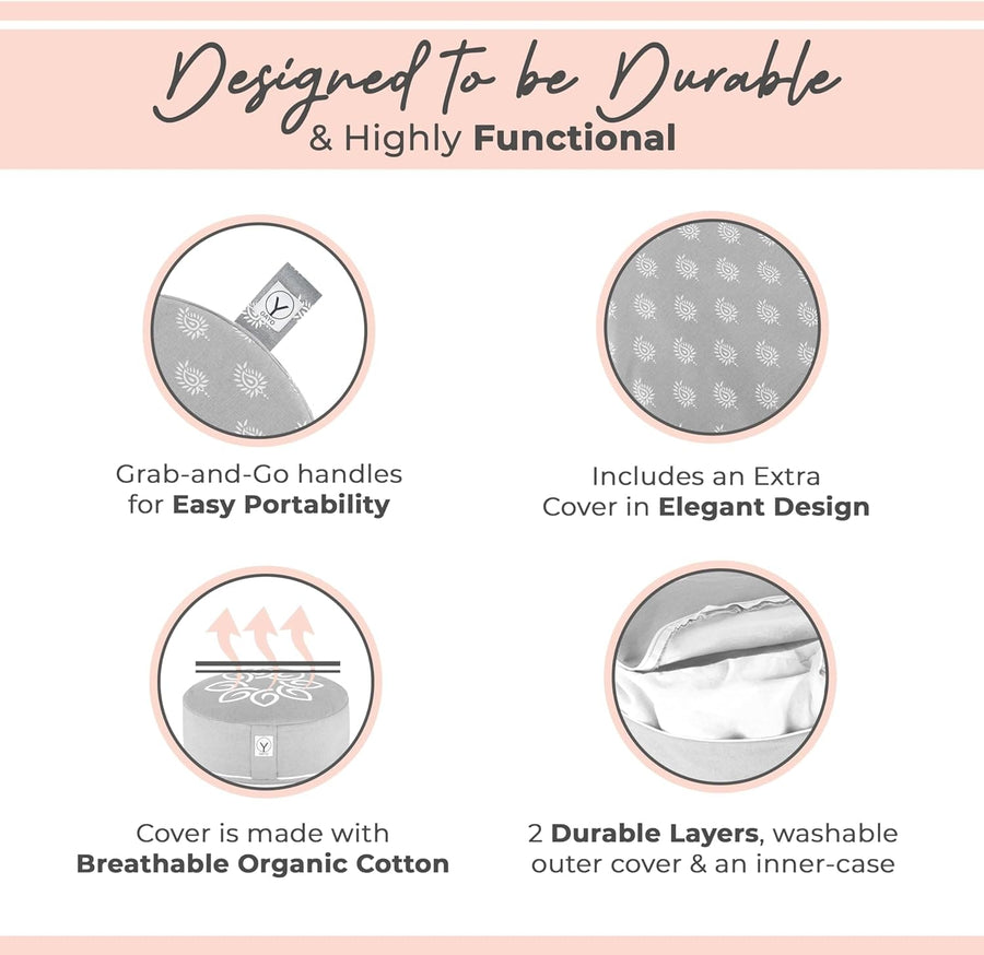 Eco-friendly buckwheat meditation cushion