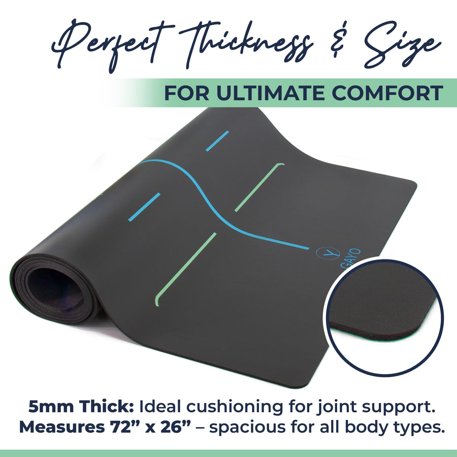 Eco Balance yoga mat dimensions infographic