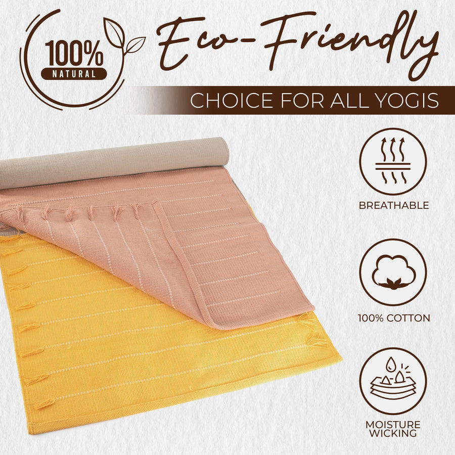 Organic cotton yoga mat features infographic