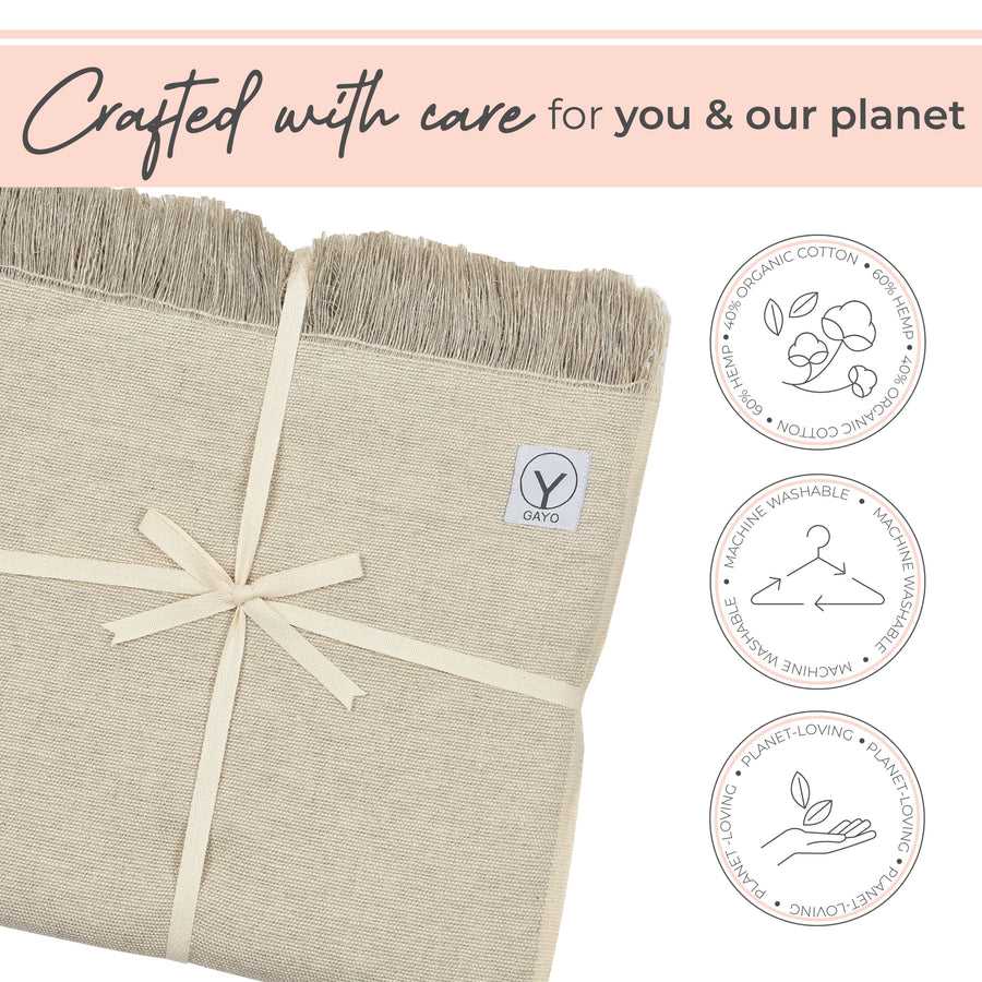 Handwoven hemp and cotton yoga blanket