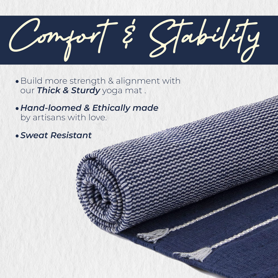 Handwoven natural cotton yoga mat