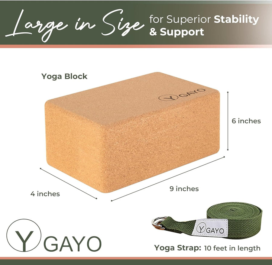 Non-slip cork yoga blocks with a firm, grippy surface