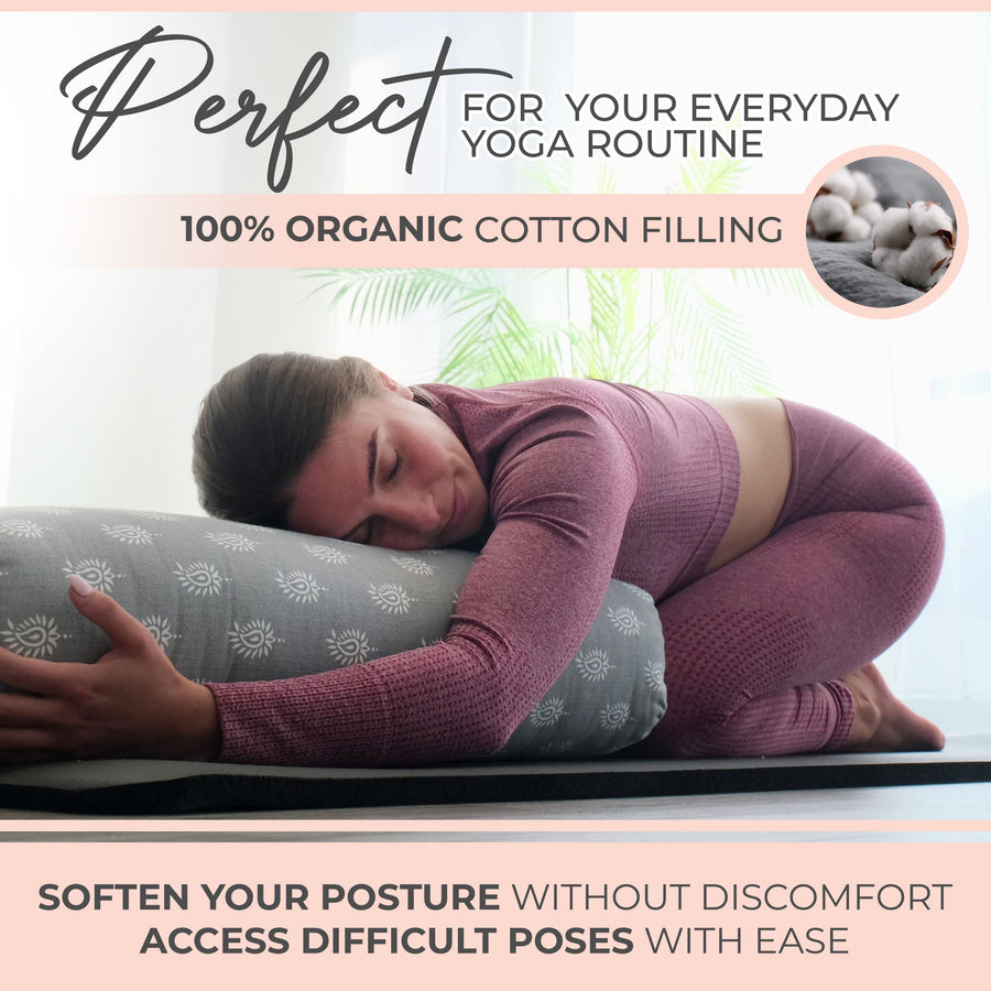 Rectangular organic cotton yoga bolster for relaxation