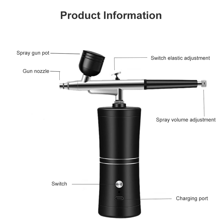 Portable Cordless Airbrush Kit with Compressor – Makeup, Nail Art, Cake & Model Painting