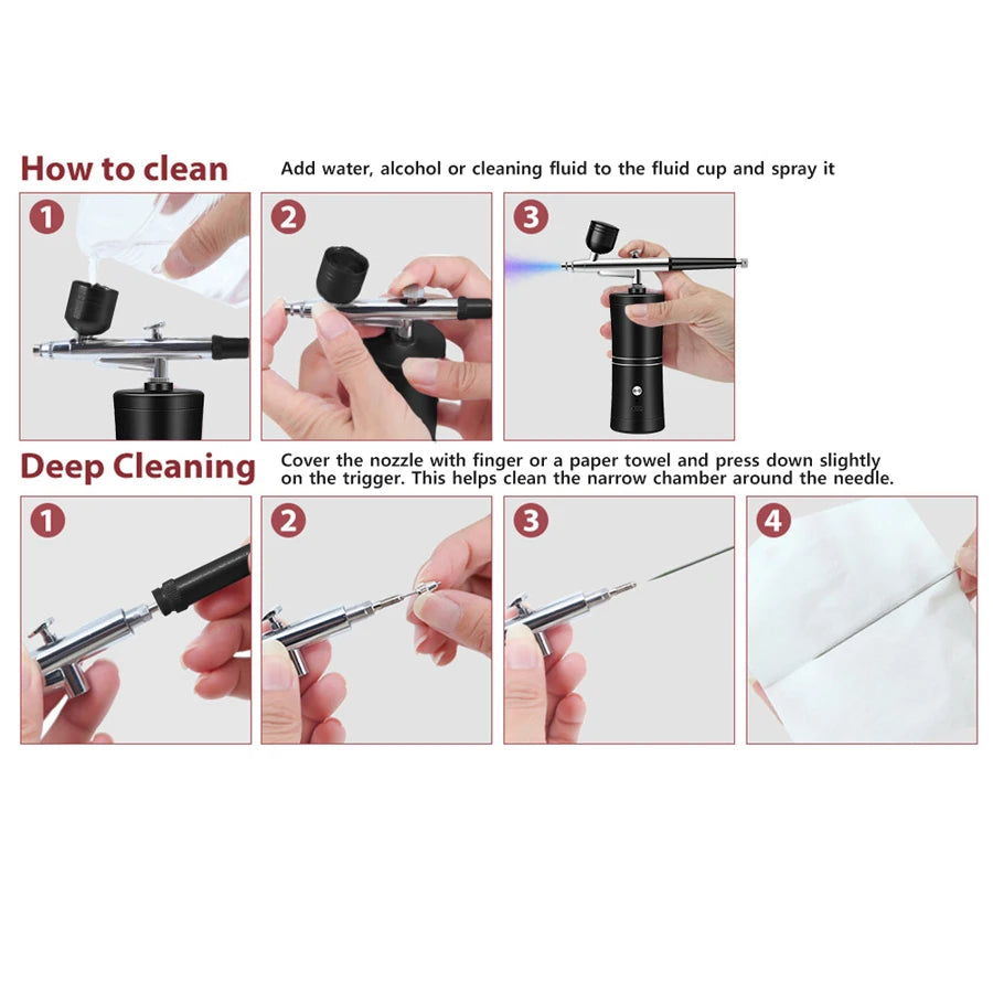 Portable Cordless Airbrush Kit with Compressor – Makeup, Nail Art, Cake & Model Painting