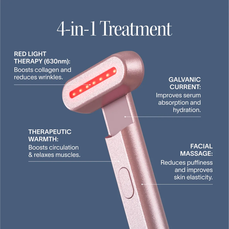 Solawave skincare wand red light therapy in use